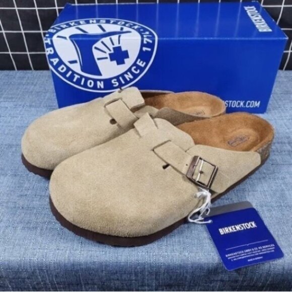 Birkenstock Boston Taupe suede clog sandal - Picture 1 of 6